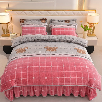 91家纺网 家纺一手货源 找家纺 （总）爱洛家纺 2024新款高克重印花牛奶绒四件套直播爆款