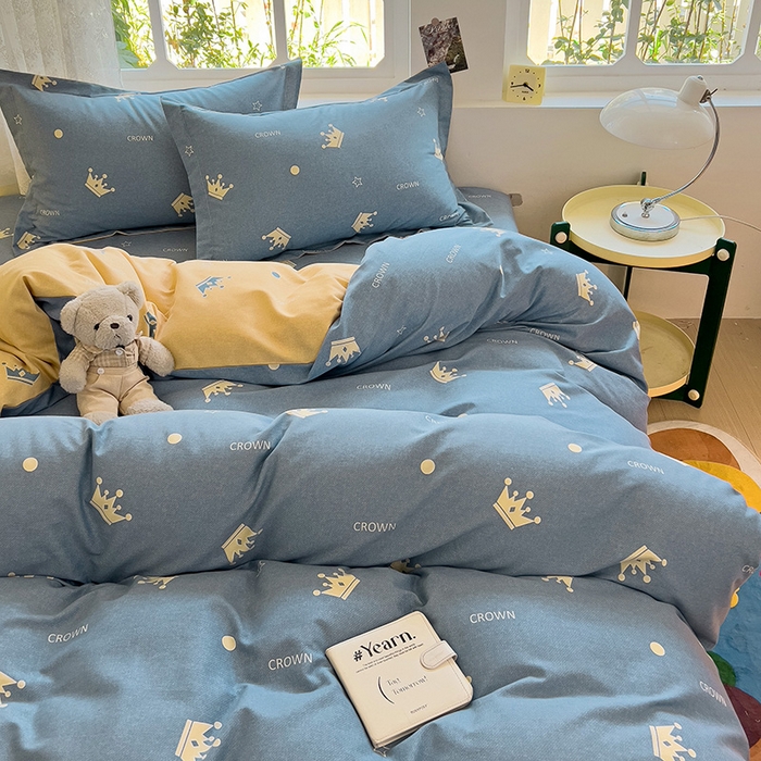 91家纺网 家纺一手货源 找家纺 2024新款全棉印花磨毛系列四件套 星星点灯