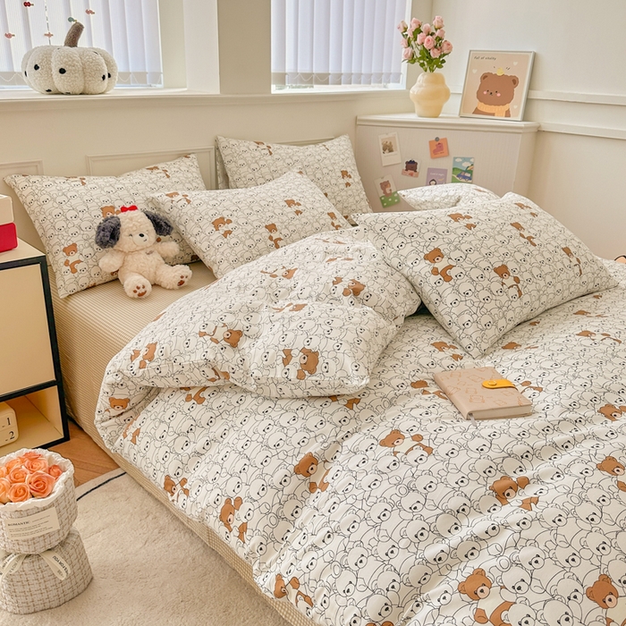 91家纺网 家纺一手货源 找家纺 柠馨 2024新款全棉印花四件套 维尼