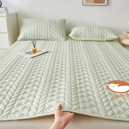 91家纺网 家纺一手货源 找家纺 （总）花言狐语 2025新款水洗棉羊毛床褥大床款 -富贵竹系列