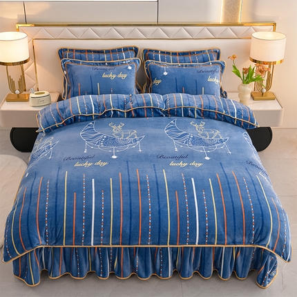 爱洛家纺 2024新款高克重牛奶绒印花四件套 守望