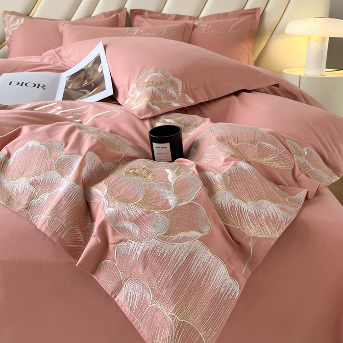 91家纺网 家纺一手货源 找家纺 梧桐家居 2024新款13376全棉四件套-银杏 银杏-豆沙