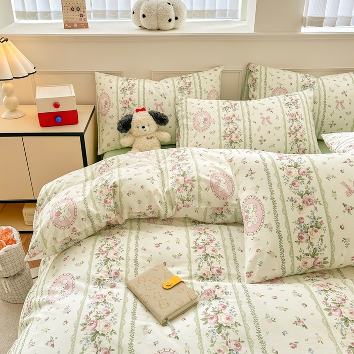 91家纺网 家纺一手货源 找家纺 柠馨 2024新款全棉印花四件套 兔吻