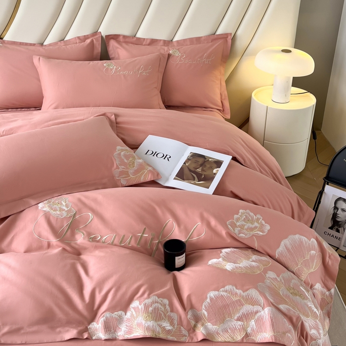 91家纺网 家纺一手货源 找家纺 梧桐家居 2024新款13376全棉四件套-银杏 银杏-豆沙