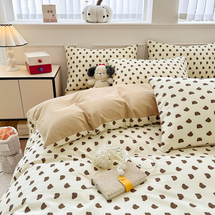 91家纺网 家纺一手货源 找家纺 柠馨 2024新款全棉印花四件套 卡夫小熊