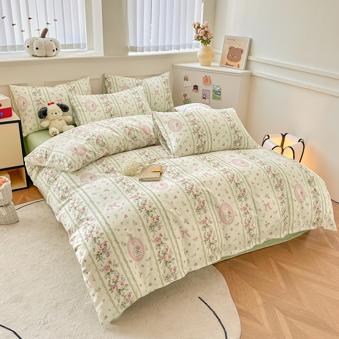 91家纺网 家纺一手货源 找家纺 柠馨 2024新款全棉印花四件套 兔吻