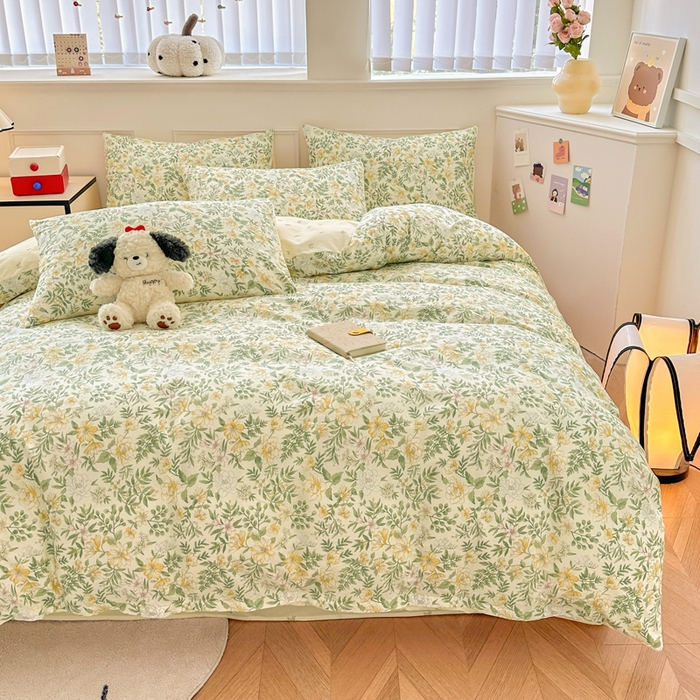 91家纺网 家纺一手货源 找家纺 柠馨 2024新款全棉印花四件套 春觅