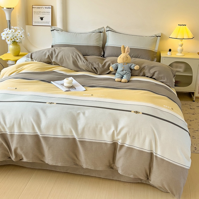 91家纺网 家纺一手货源 找家纺 2024新款全棉印花磨毛系列四件套 小欢喜