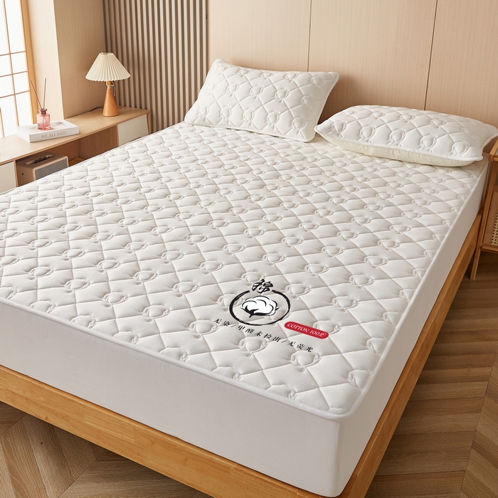 91家纺网 家纺一手货源 找家纺 卡派 2024新款水洗棉棉花床笠 棉花-白