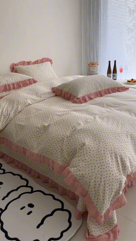 91家纺网 家纺一手货源 找家纺 佰织鑫家居 2024新款全棉法式床盖款四件套 花蜜