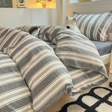 91家纺网 家纺一手货源 找家纺 （总）吉象家纺 2025新款全棉水洗棉三角针学生三件套四件套