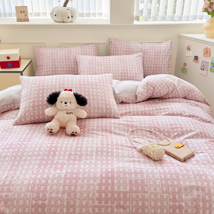 91家纺网 家纺一手货源 找家纺 柠馨 2024新款全棉印花四件套 浅阳