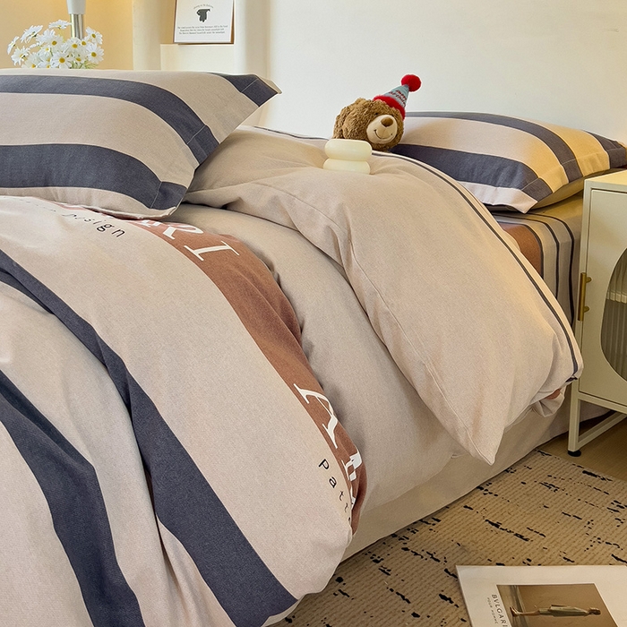 91家纺网 家纺一手货源 找家纺 2024新款全棉印花磨毛系列四件套 诺曼蒂 灰