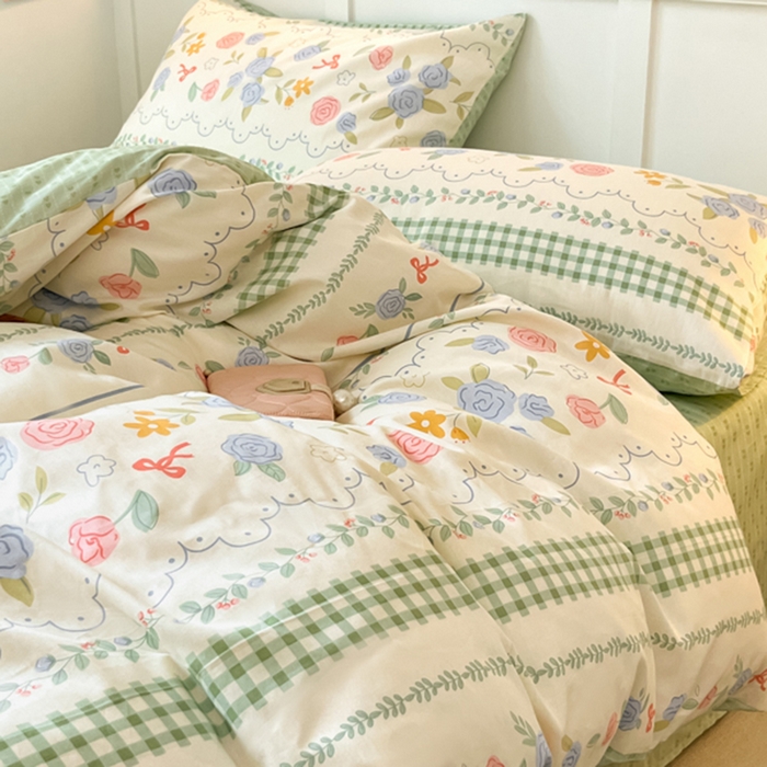 91家纺网 家纺一手货源 找家纺 2024新款全棉舒适印花四件套 烂漫