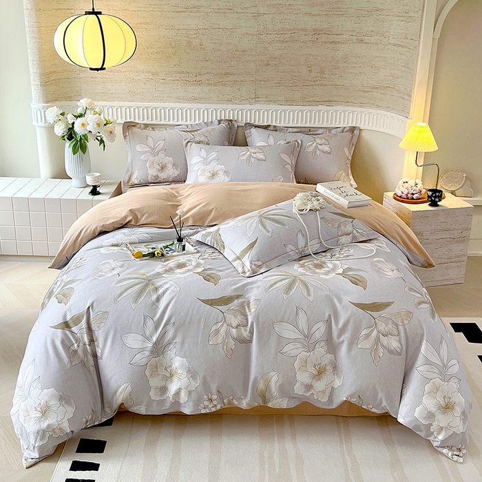 91家纺网 家纺一手货源 找家纺 梧桐树 100%全棉磨毛四件套 2025秋冬新款【优雅系列】 林夕灰