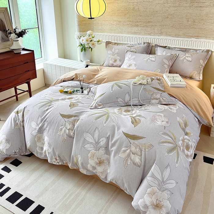 91家纺网 家纺一手货源 找家纺 梧桐树 100%全棉磨毛四件套 2025秋冬新款【优雅系列】 林夕灰