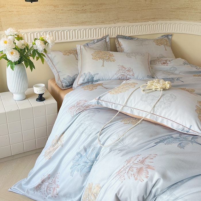 91家纺网 家纺一手货源 找家纺 梧桐树 100%全棉磨毛四件套 2025秋冬新款【优雅系列】 艾莎灰