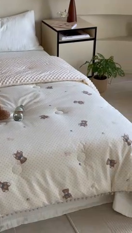 91家纺网 家纺一手货源 找家纺 （总）U被家纺 2025新款全棉绒球球豆豆冬被