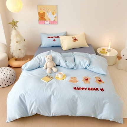 91家纺网 家纺一手货源 找家纺 （总）我心家纺 2024新款全棉纯棉毛巾绣四件套学生宿舍三件套