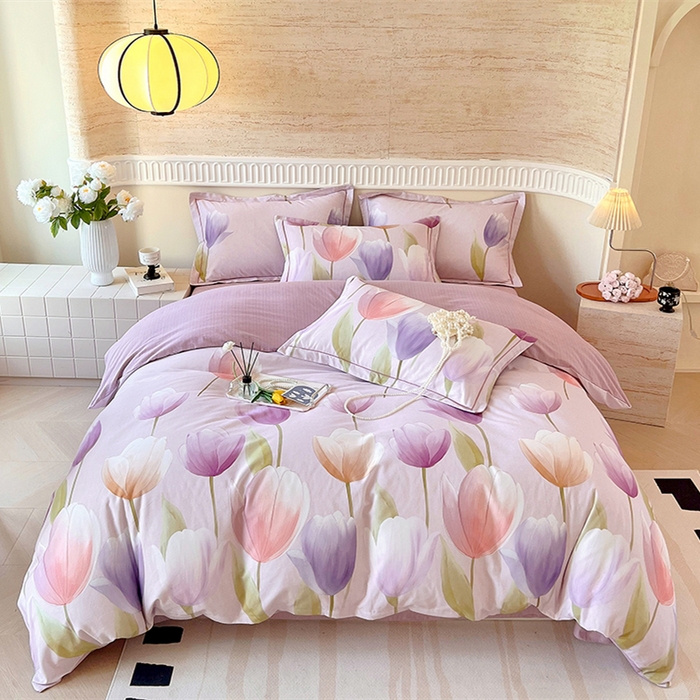 91家纺网 家纺一手货源 找家纺 梧桐树 100%全棉磨毛四件套 2025秋冬新款【优雅系列】 春日来信-S