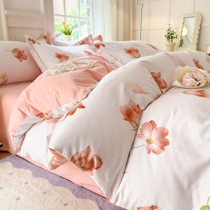 91家纺网 家纺一手货源 找家纺 （总）梧桐树 100%全棉磨毛四件套 2025秋冬新款【小清新柔美系列】