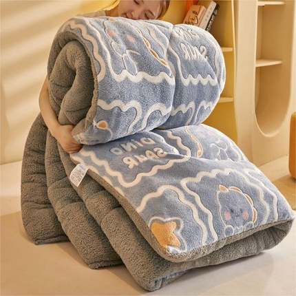 91家纺网 家纺一手货源 找家纺 爱微坊2024新款雪花绒羊羔绒双面绒冬被子被芯恐龙乐园