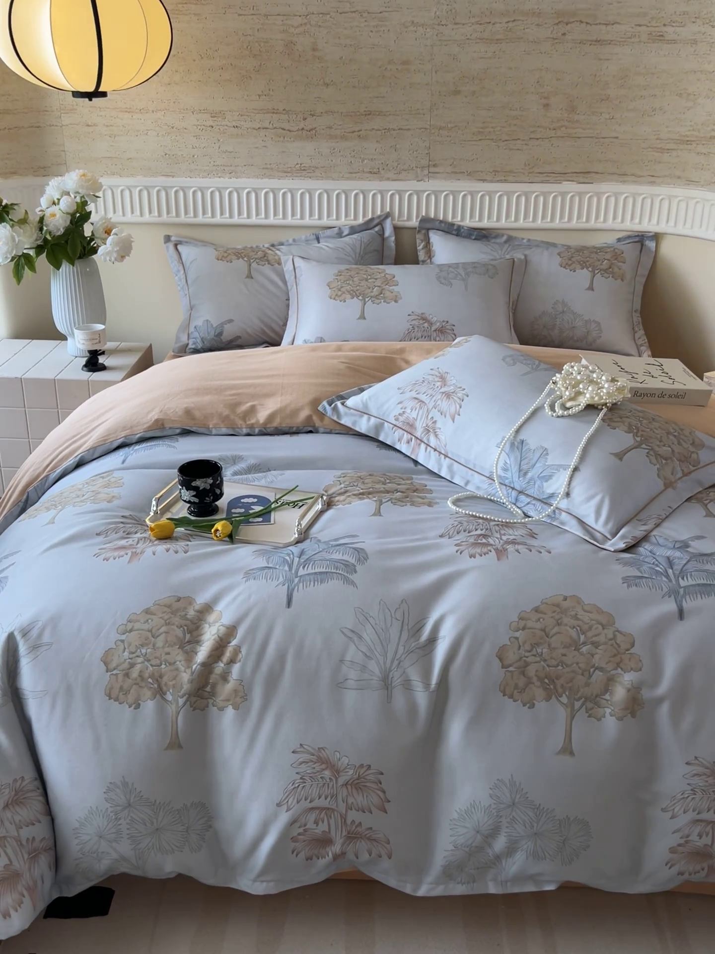 91家纺网 家纺一手货源 找家纺 梧桐树 100%全棉磨毛四件套 2025秋冬新款【优雅系列】 艾莎灰