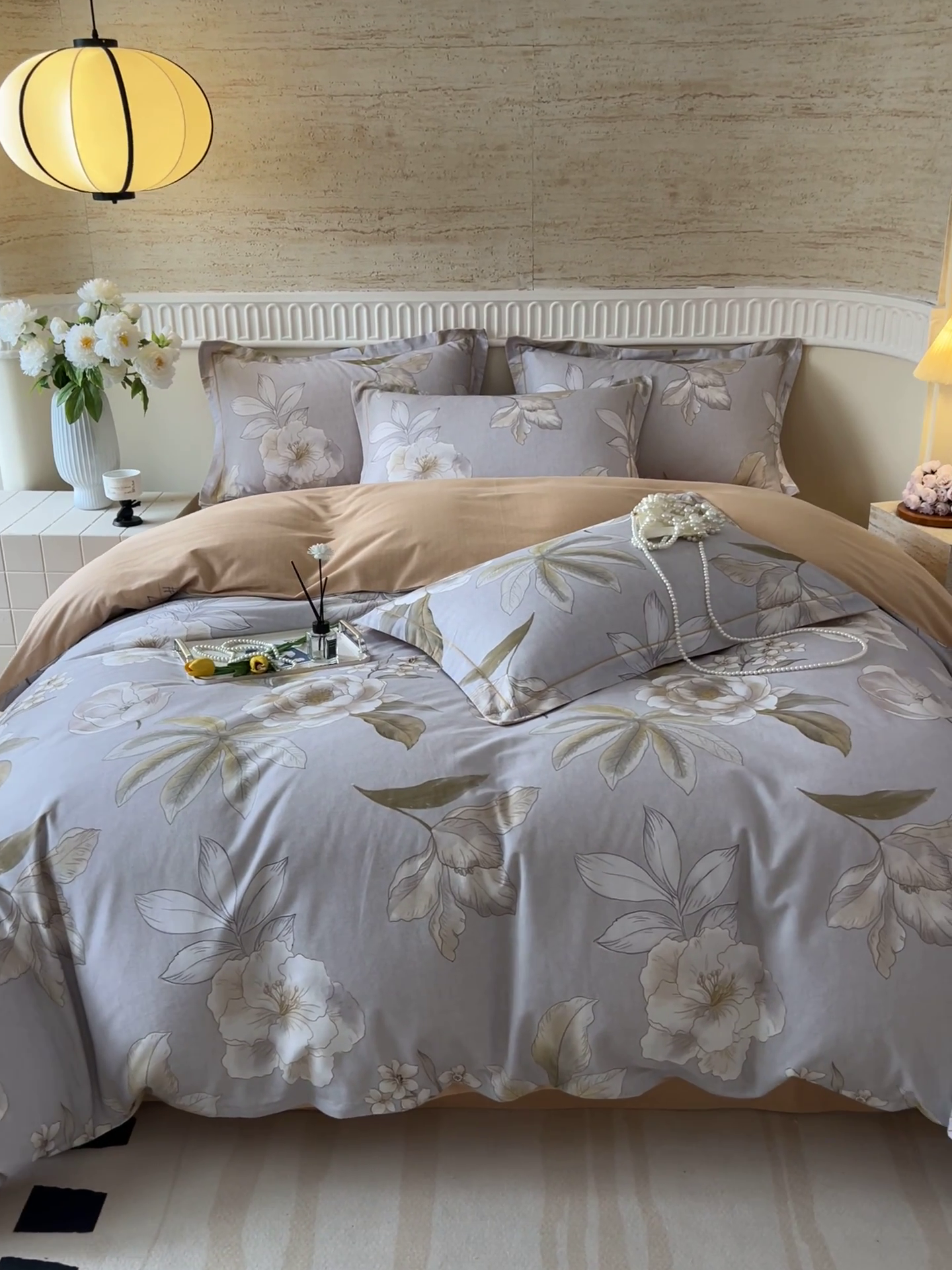 91家纺网 家纺一手货源 找家纺 梧桐树 100%全棉磨毛四件套 2025秋冬新款【优雅系列】 林夕灰