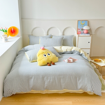 91家纺网 家纺一手货源 找家纺 （总）千朵 2024新款色织提花水洗棉四件套