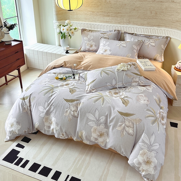 91家纺网 家纺一手货源 找家纺 梧桐树 100%全棉磨毛四件套 2025秋冬新款【优雅系列】 林夕灰