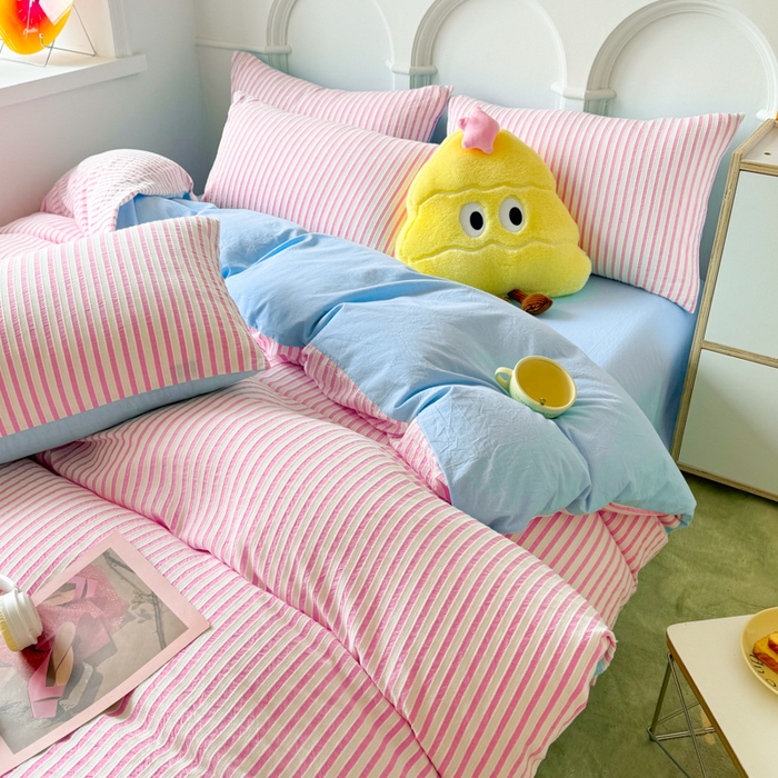 91家纺网 家纺一手货源 找家纺 （总）千朵 2024新款色织提花水洗棉四件套