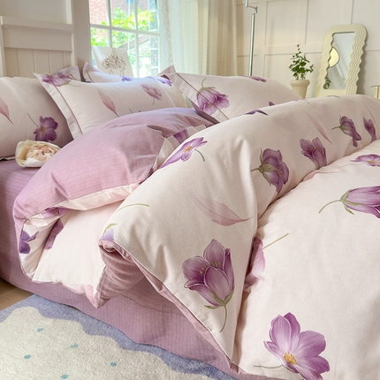 91家纺网 家纺一手货源 找家纺 （总）梧桐树 100%全棉磨毛四件套 2025秋冬新款【小清新柔美系列】