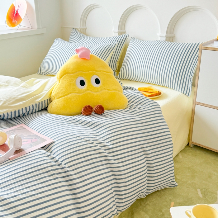 91家纺网 家纺一手货源 找家纺 千朵 2024新款色织提花水洗棉四件套 牛仔蓝