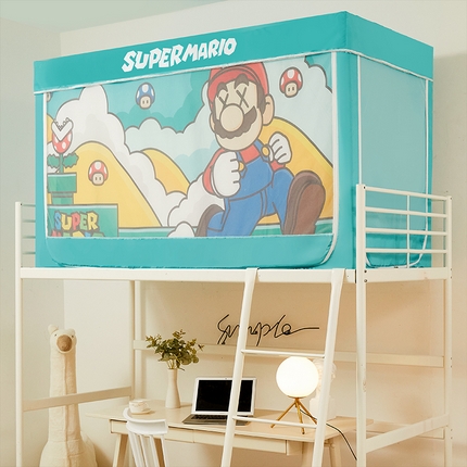 91家纺网 家纺一手货源 找家纺 新太阳蚊帐 2025新款学生宿舍床帘强遮光口袋款蚊帐 马里奥