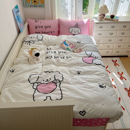 91家纺网 家纺一手货源 找家纺 （总）2024新款40支全棉大版INS博主风可爱卡通四件套