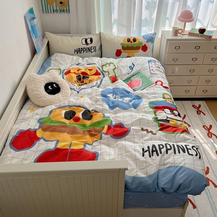 91家纺网 家纺一手货源 找家纺 （总）2024新款40支全棉大版INS博主风可爱卡通四件套