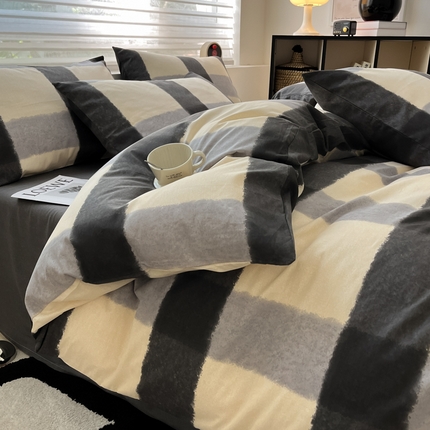 2024新款ins时尚简约渐变北欧全棉系列四件套 棉-格韵