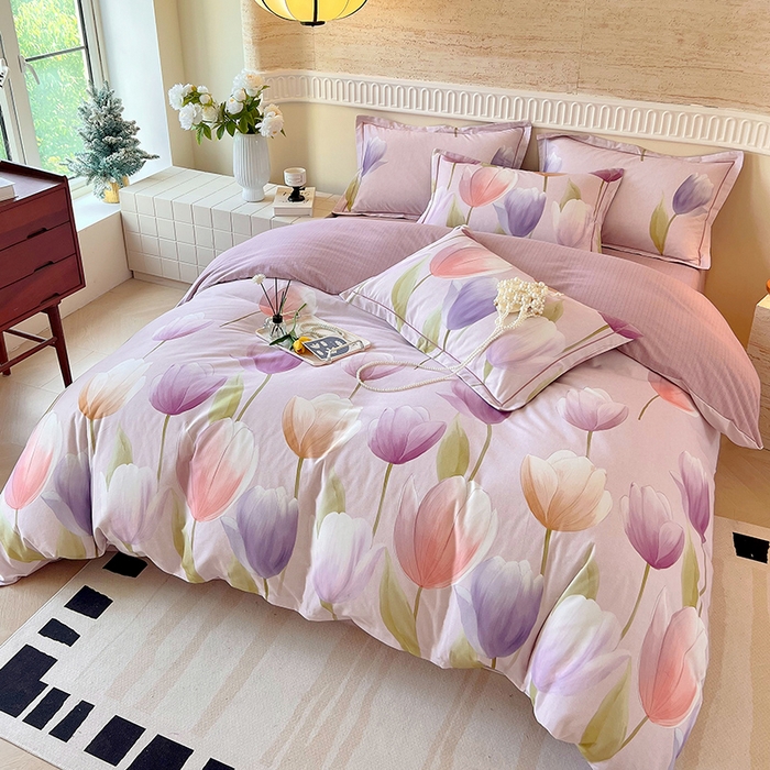 91家纺网 家纺一手货源 找家纺 梧桐树 100%全棉磨毛四件套 2025秋冬新款【优雅系列】 春日来信-S