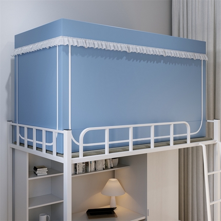 91家纺网 家纺一手货源 找家纺 新太阳蚊帐 2025新款防尘透气防蚊遮光护隐私花边款学生宿舍蚊帐 蓝色花边款