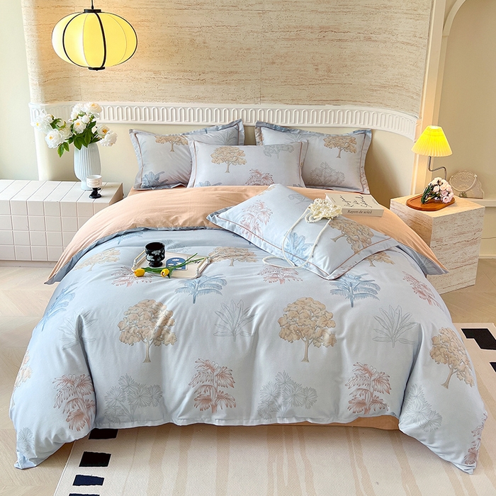 91家纺网 家纺一手货源 找家纺 梧桐树 100%全棉磨毛四件套 2025秋冬新款【优雅系列】 艾莎灰