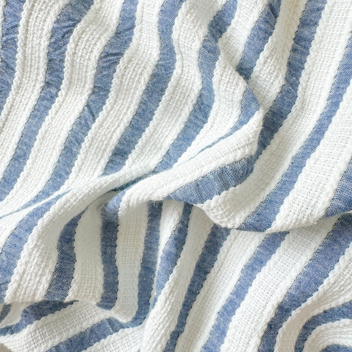 91家纺网 家纺一手货源 找家纺 千朵 2024新款色织提花水洗棉四件套 牛仔蓝