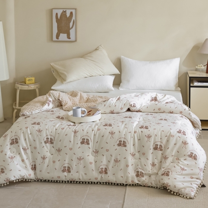 91家纺网 家纺一手货源 找家纺 （总）U被家纺 2025新款全棉绒球球豆豆冬被