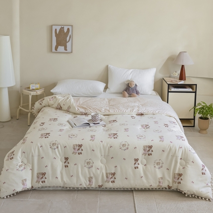 91家纺网 家纺一手货源 找家纺 （总）U被家纺 2025新款全棉绒球球豆豆冬被