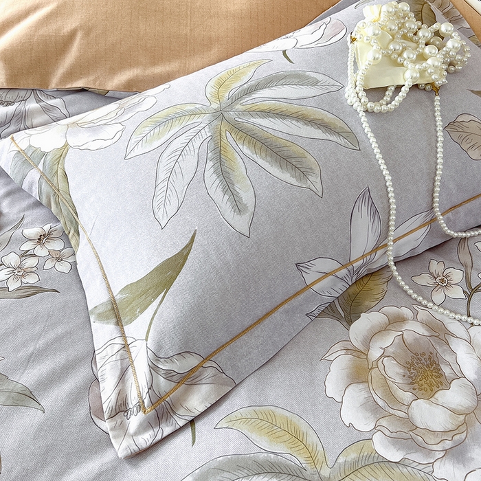 91家纺网 家纺一手货源 找家纺 梧桐树 100%全棉磨毛四件套 2025秋冬新款【优雅系列】 林夕灰