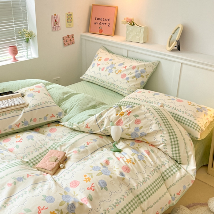 91家纺网 家纺一手货源 找家纺 2024新款全棉舒适印花四件套 烂漫