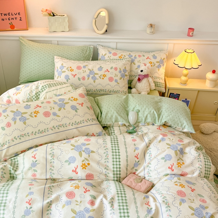 91家纺网 家纺一手货源 找家纺 2024新款全棉舒适印花四件套 烂漫