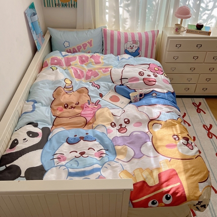 91家纺网 家纺一手货源 找家纺 （总）2024新款40支全棉大版INS博主风可爱卡通四件套