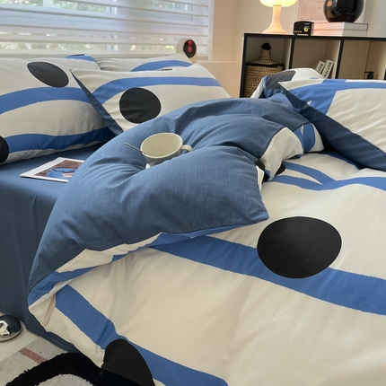 2024新款ins时尚简约渐变北欧全棉系列四件套 棉-格林