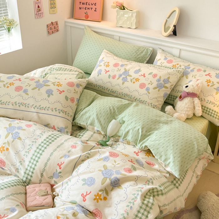 91家纺网 家纺一手货源 找家纺 2024新款全棉舒适印花四件套 烂漫