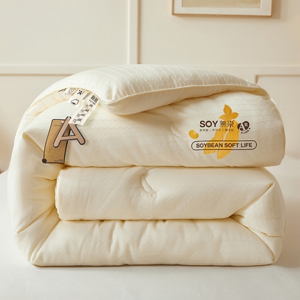 91家纺网 家纺一手货源 找家纺 （总）2025新款A类原棉提花链条纹牛奶大豆被被子被芯